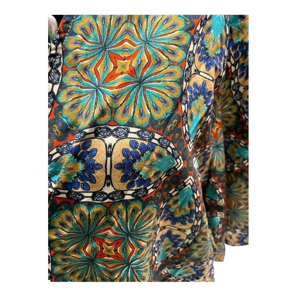 Black Bead Bohemian Kimono Sleeve Tie Waist Top M. Tie Front NWT - Picture 9 of 11
